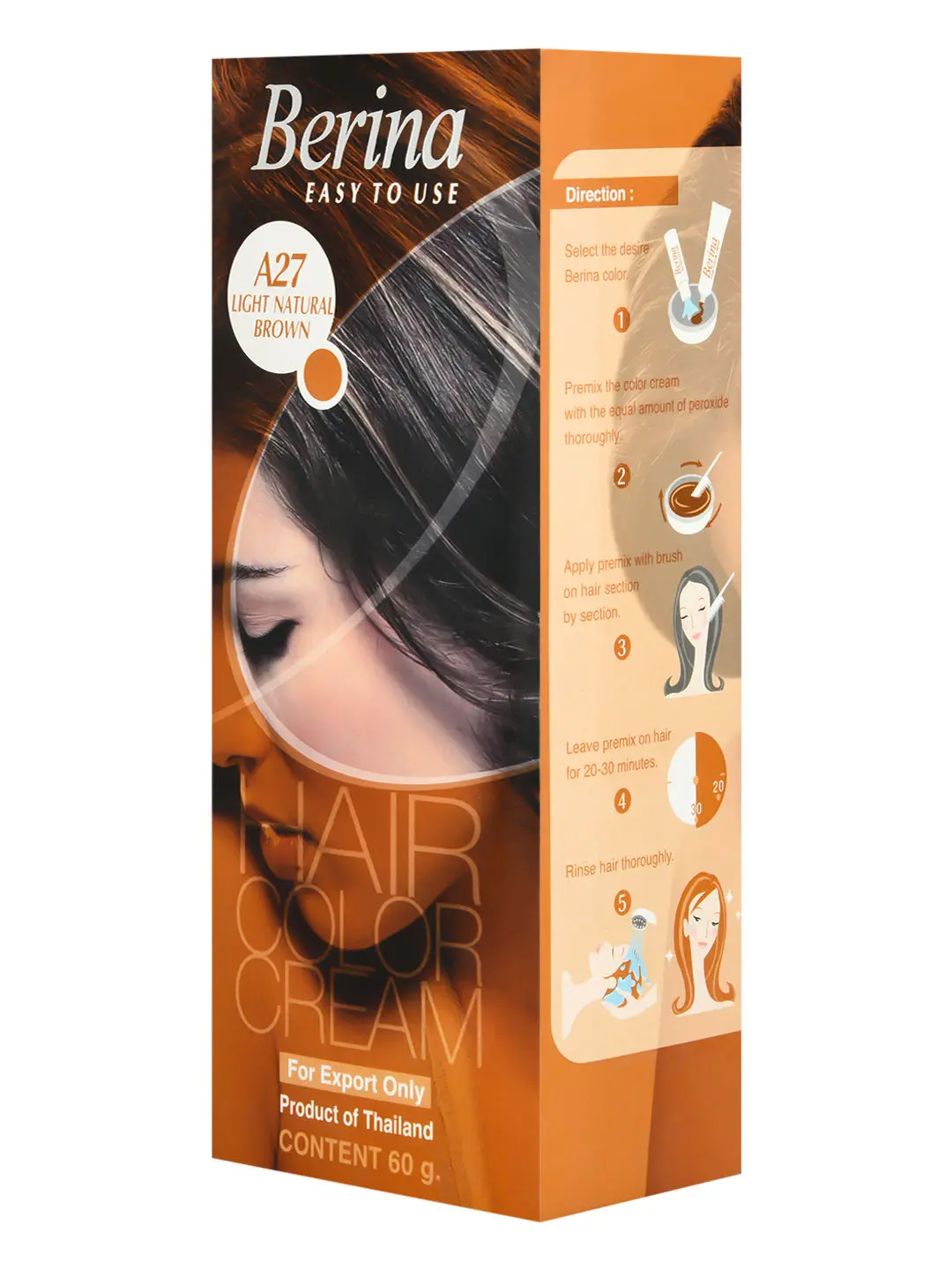 Berina A27 Light Natural Brown Hair Color Cream 60gm