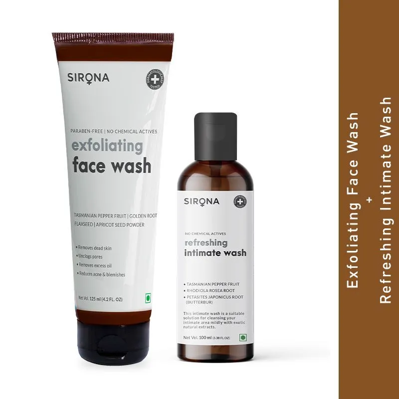 Sirona Natural Exfoliating Face Wash with Refreshing Intimate Wash