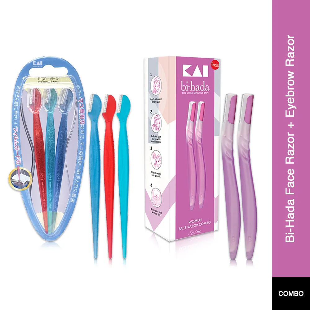 Kai Bi Hada Face Razor + Eyebrow Face Razor Combo For Women