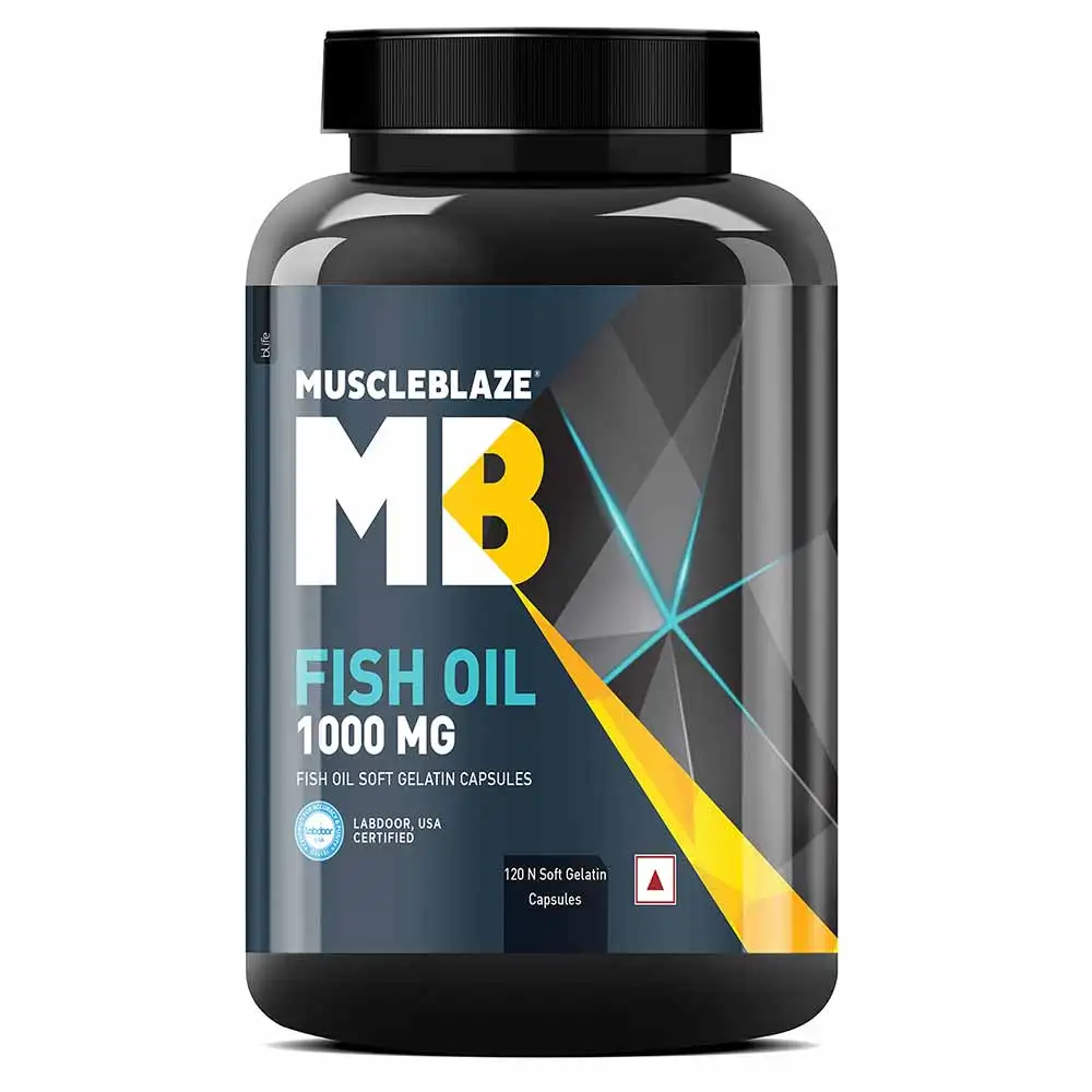 MuscleBlaze Fish Oil (1000 mg) India's Only Labdoor USA Certified for Purity & Accuracy,  120 softgels