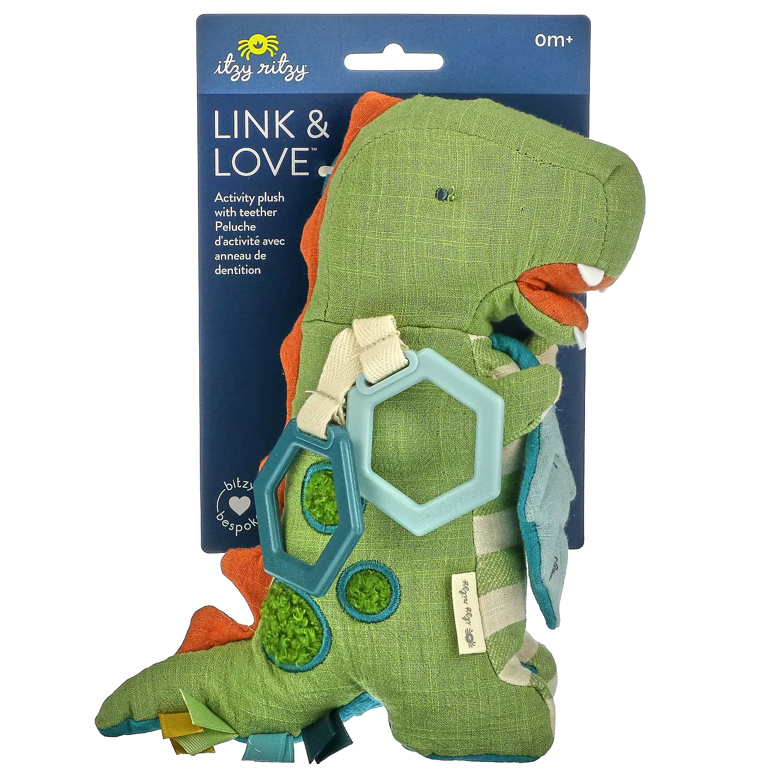 Link & Love, Activity Plush With Teether, 0+ Months, Dino, 1 Teether