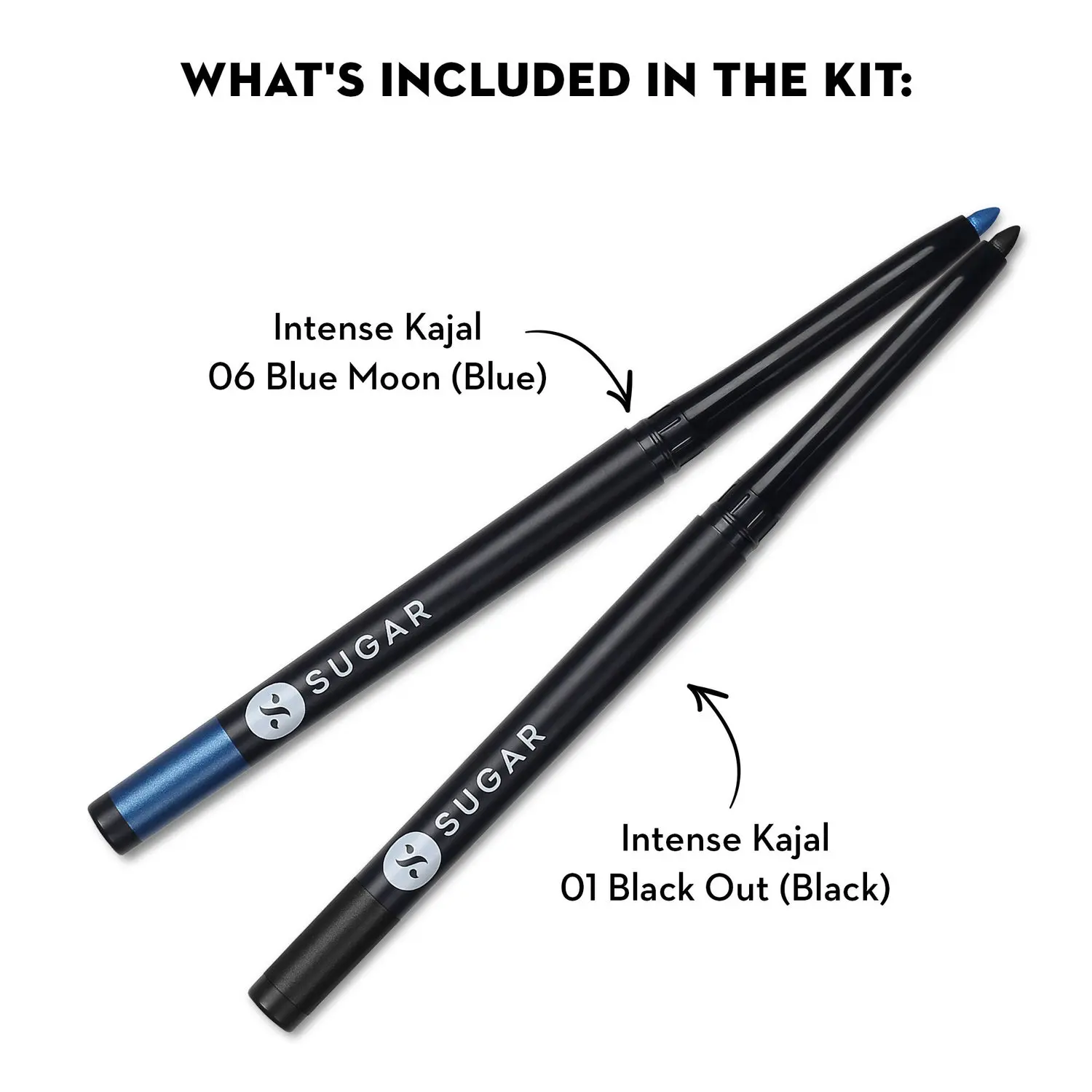 SUGAR Cosmetics Kohl Of Honour - Intense Kajal - 06 Blue Moon (Blue Kajal) & 01 Black Out