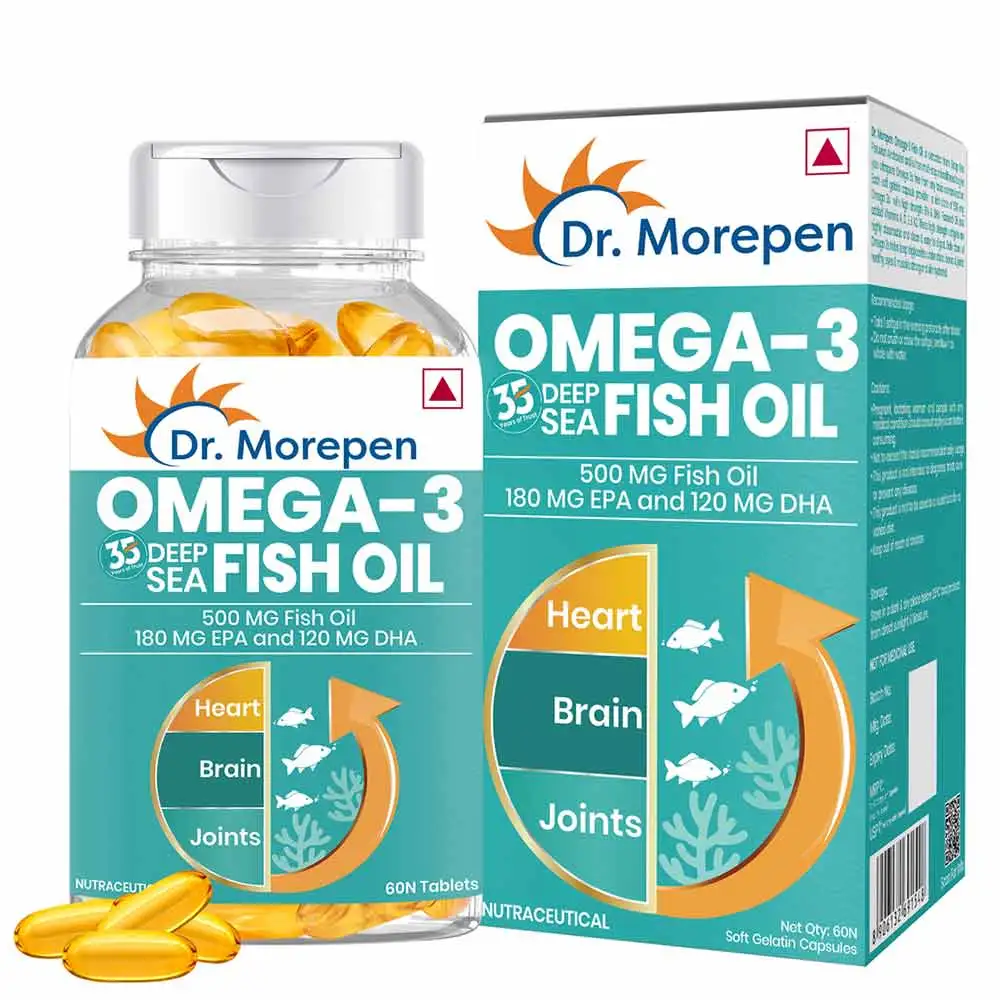 Dr. Morepen Omega-3 Deep Sea Fish Oil 500mg,  60 softgels