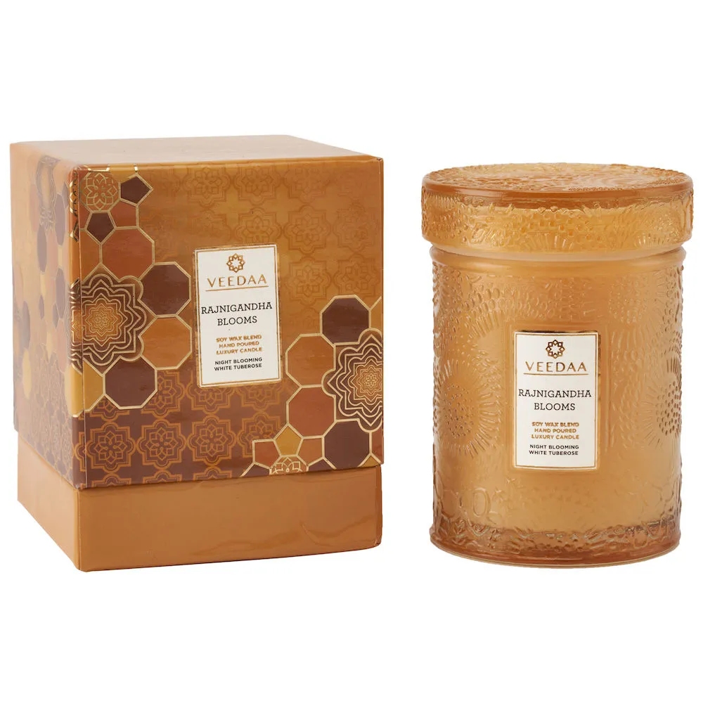 Veedaa Candles Rajnigandha Blooms Mandala Glass Scented Candle