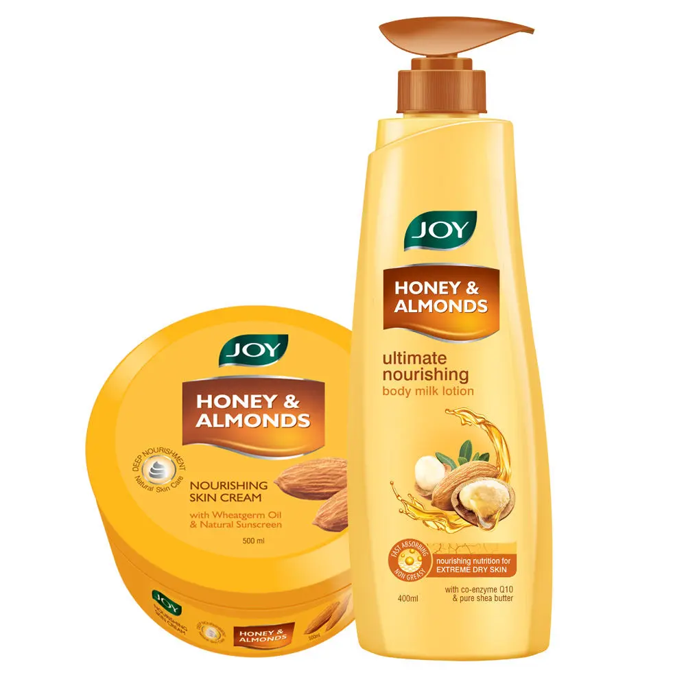 Joy Honey & Almonds Ultimate Nourishing Body Milk Lotion 400 ml & Honey & Almonds Skin Cream 500ml