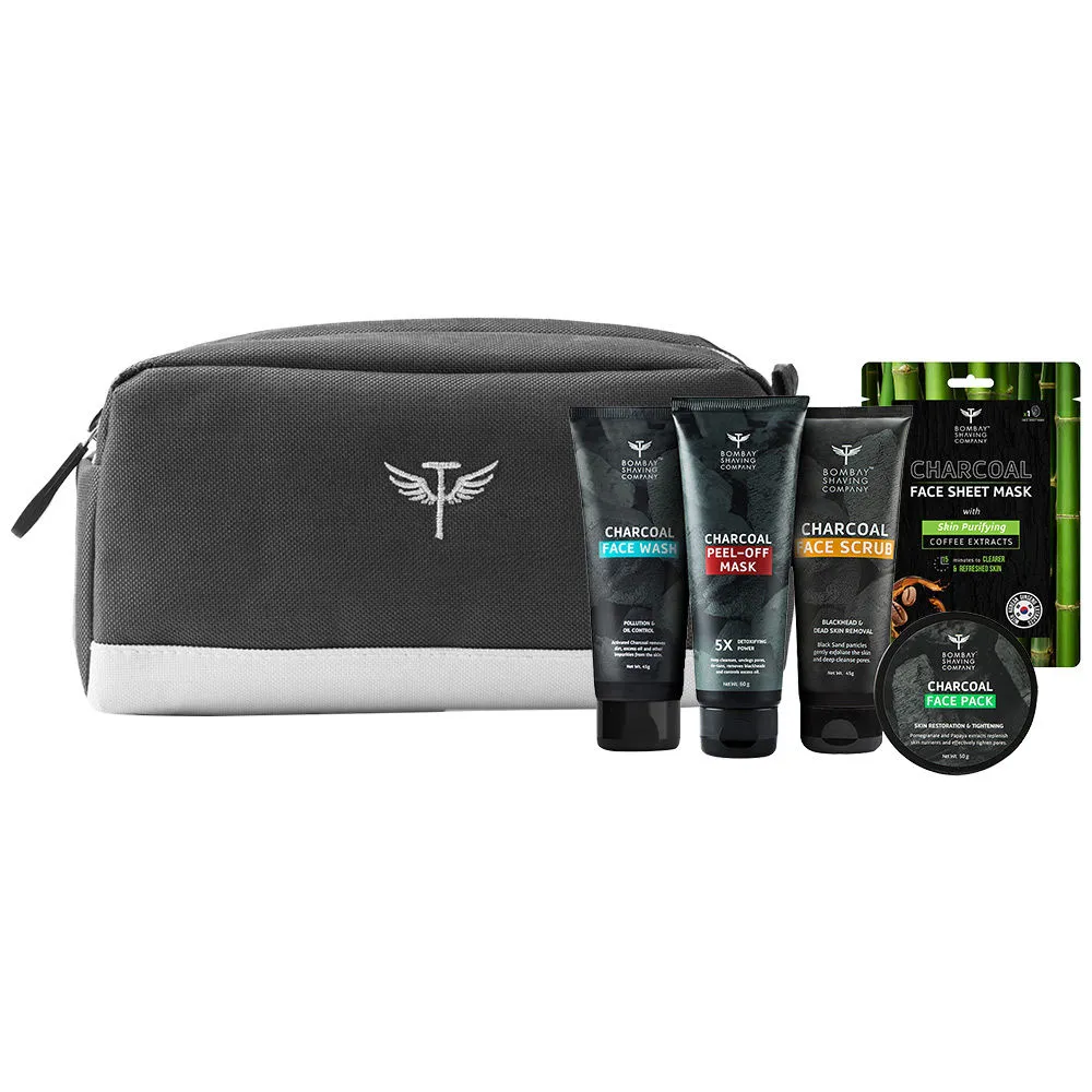 Bombay Shaving Company Charcoal Facial Starter Kit With Free Sheet Mask & Travel Bag