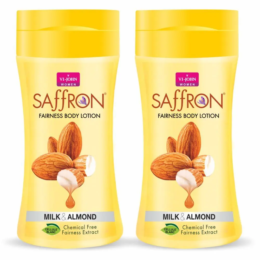 VI - JOHN Women Milk Almond Skin -Ageing Non greasy Chemical Free Fairness Extract Saffron Fairness Body Lotion Enriched with Vitamin E, moisturizes skin upto 48 hour(pack of 2,250 Ml each)