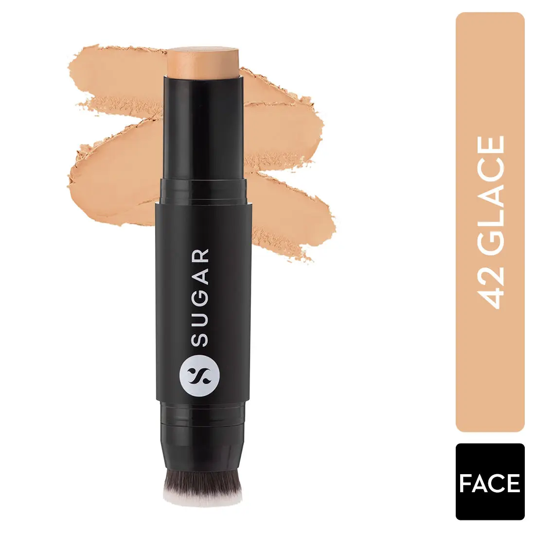 SUGAR Cosmetics - Ace Of Face - Foundation Stick - 42 Glace (Medium Beige Foundation with Golden Undertone) - Waterproof, Full Coverage Foundation for Women with Inbuilt Brush