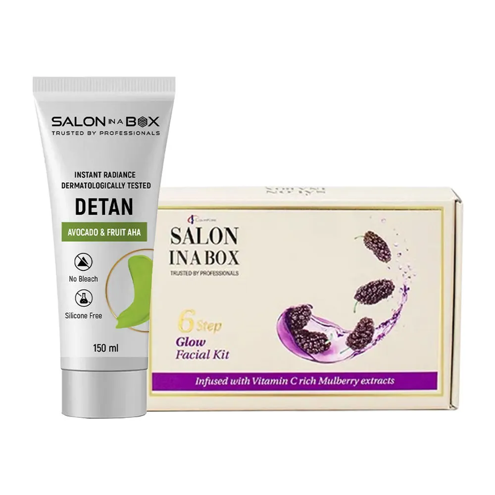 Salon In A Box Facial Care Combo - Glow Facial Kit + Avocado & Fruit Aha De-Tan Cream