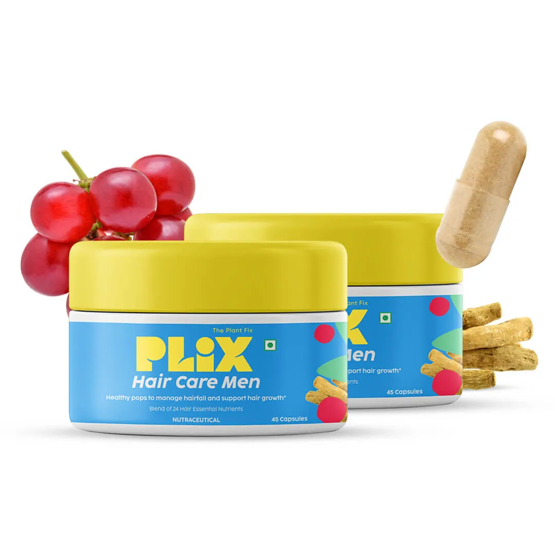 Plix Hair Care Capsules For Men With Ashwagandha - Contains DHT Blockers - Prevents Hair Fall