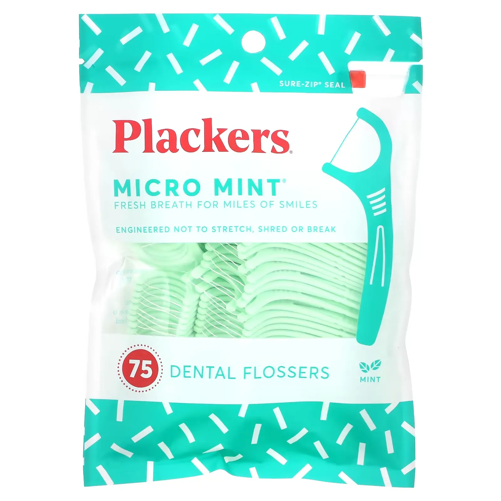 Micro Mint, Dental Flossers, Mint, 75 Count