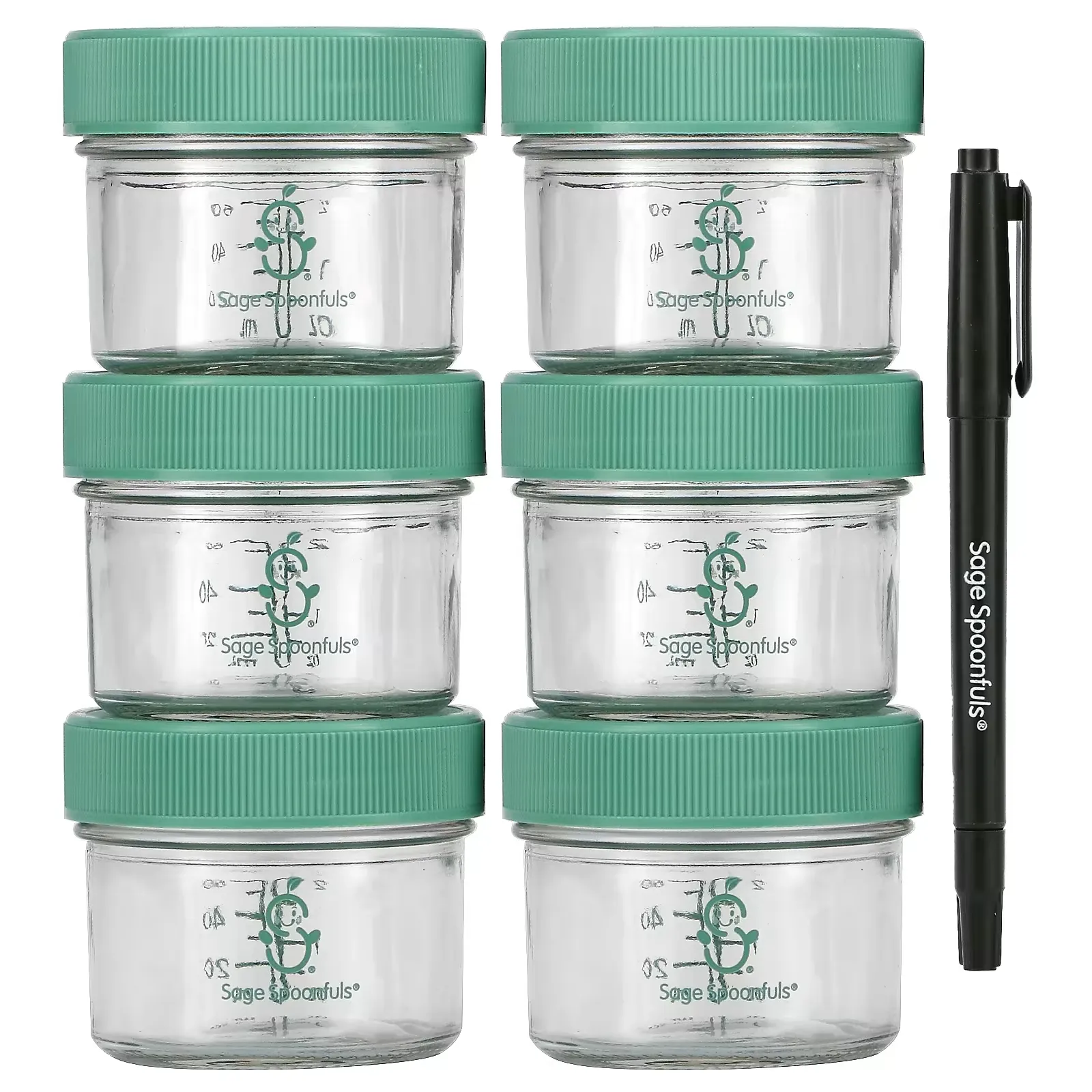 Glass Baby Food Storage Jars, 6 Pack, 4 oz Each