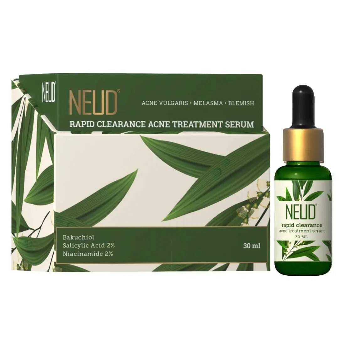 NEUD Rapid Clearance Acne Treatment Serum With Salicylic Acid, Bakuchiol and Niacinamide - 1 Pack (30ml)