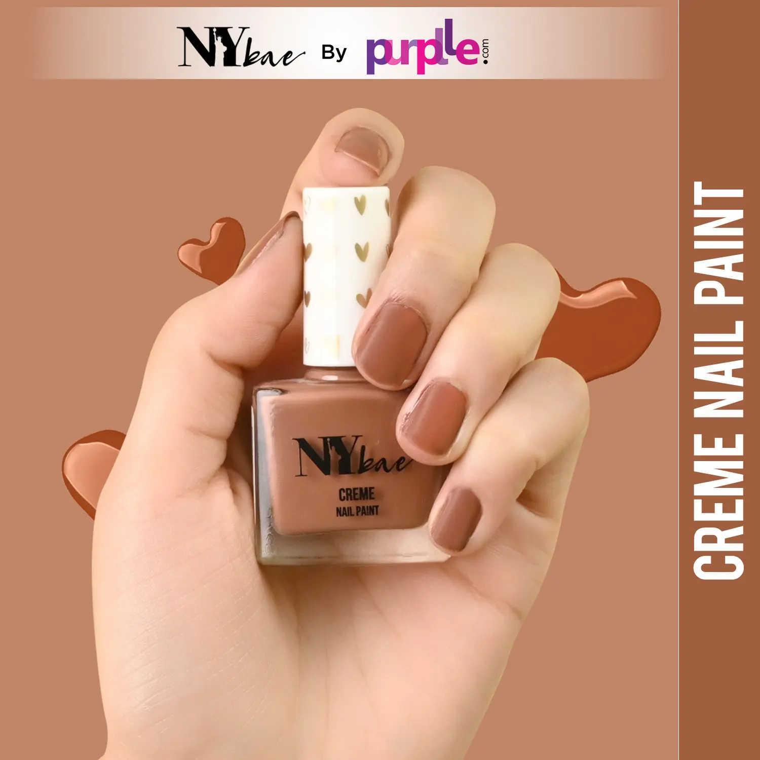 NY Bae Creme Nail Paint - Mustard Brown 25 (10 ml) | Brown | Rich Pigment | Chip-proof | Full Coverage | Travel Friendly | Vegan