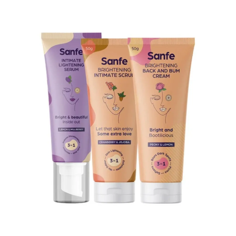 Sanfe Intimate Lightening Serum With Orange Peel, Brightening Back&bum Cream And Intimate Scrub