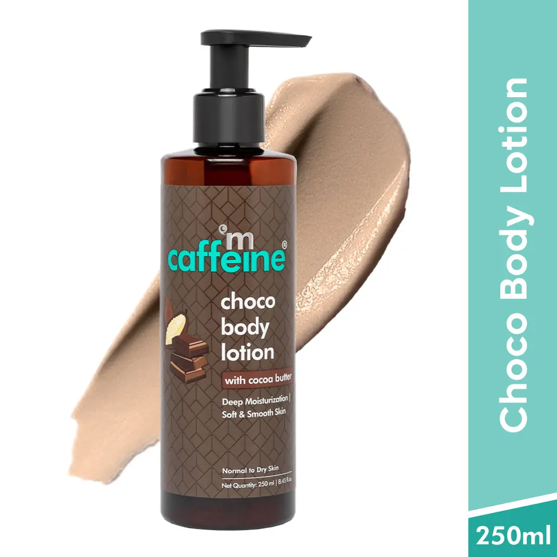 mCaffeine Choco Body Lotion with Cocoa Butter for Deep Moisturization & Soft Skin | Non-Greasy Body Moisturizer for Dry, Normal & Oily Skin - 250ml