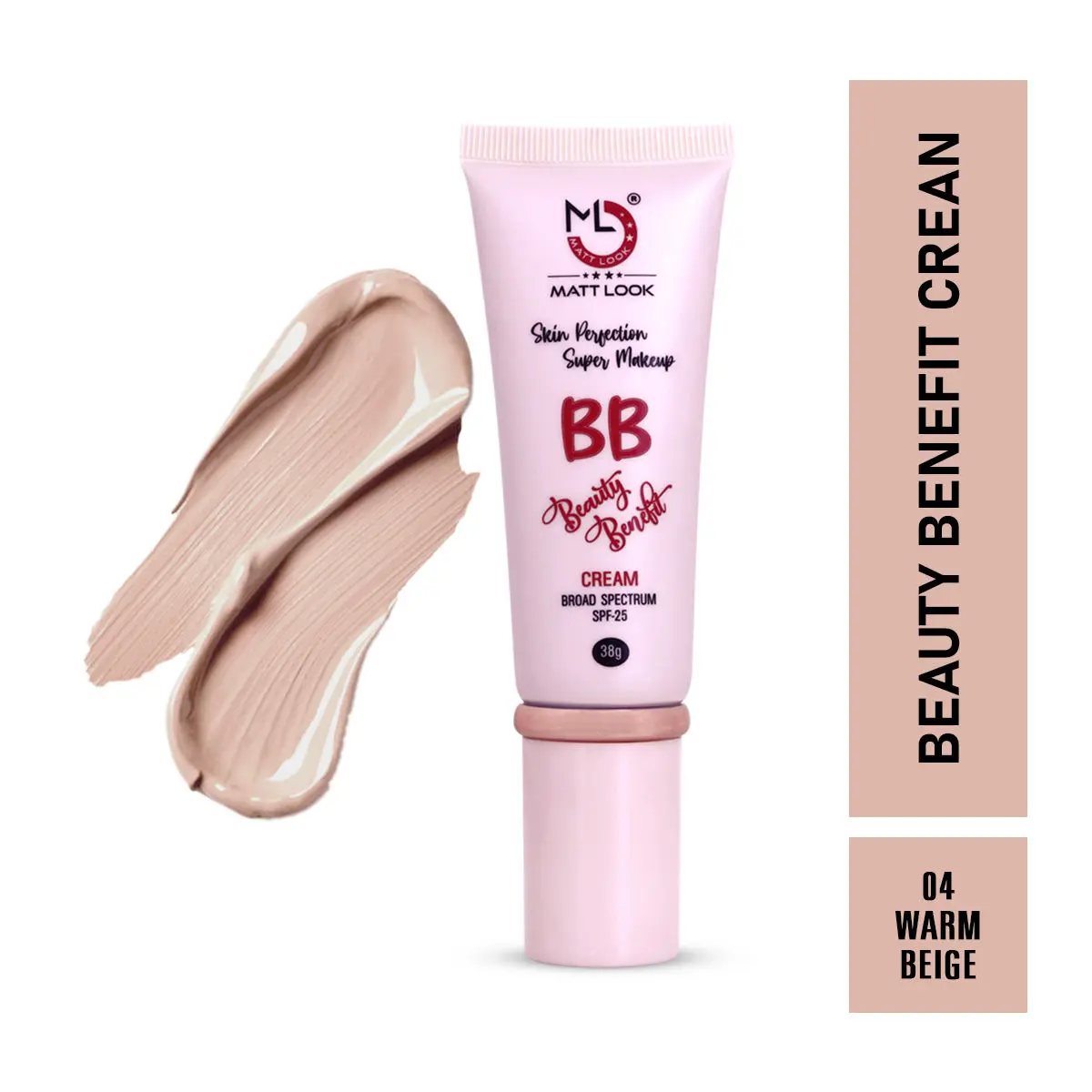 Mattlook Skin Perfection Super Makeup BB Beauty Benefit Cream SPF 25 Lightweight Glow Moisturizer ,Smooths skin Texture, Gives even skin tone- Warm Beige (38gm)