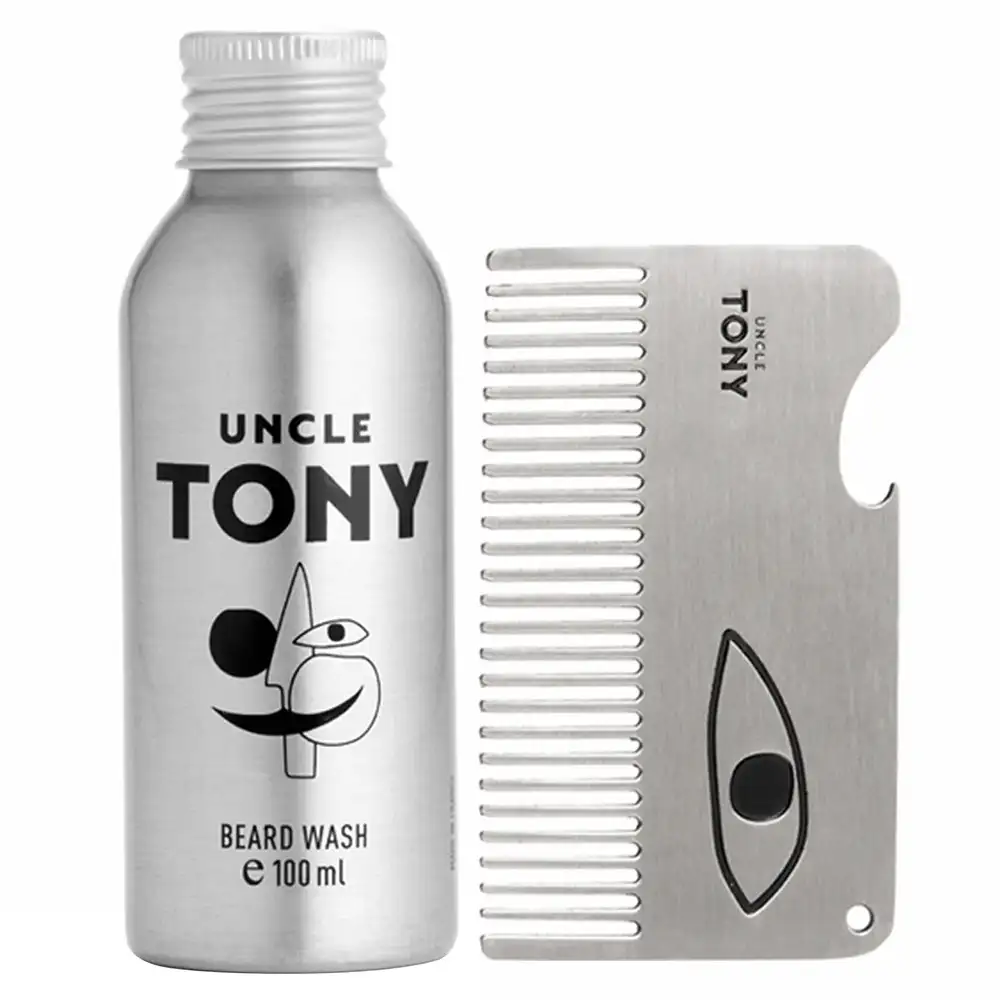 Uncle Tony Beard Wash + Comb Set,  2 Piece(s)/Pack  for All Types of Beard