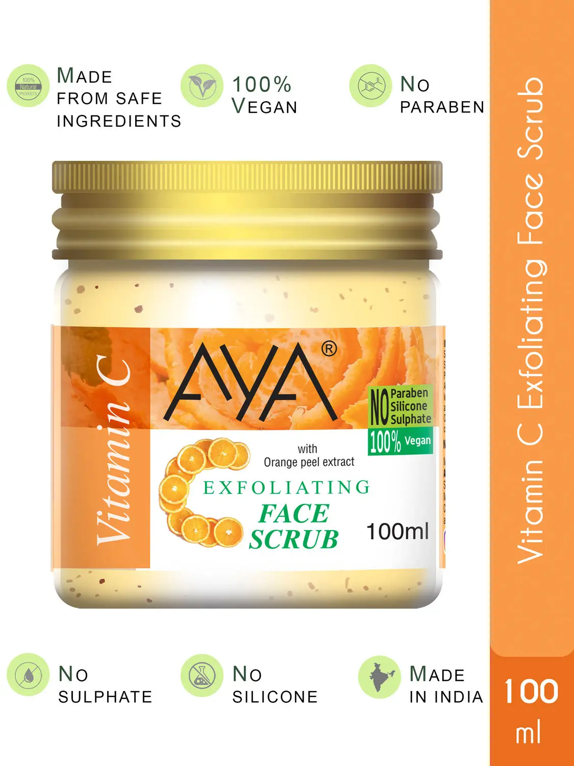 AYA Vitamin C Exfoliating Face Scrub, 100 ml | No Paraben, No Silicone, No Sulphate |