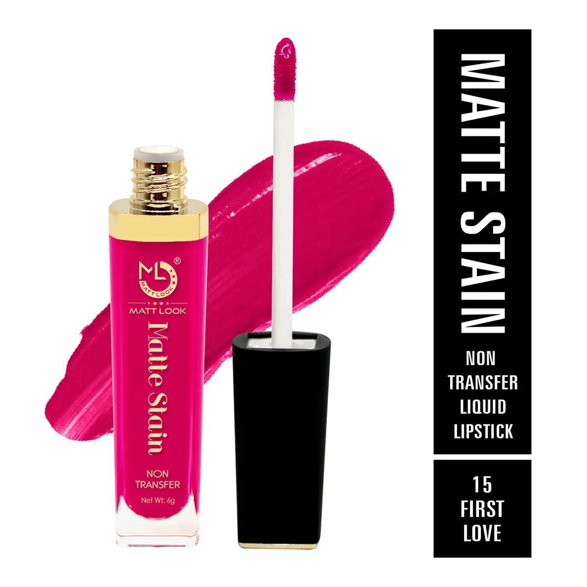 Mattlook Lip Gloss Creamy Matte Stain Lipstick, Non Transfer, Highly Pigmented Colour, Long Lasting, Waterproof, Liquid Lipstick, First Love (6gm)