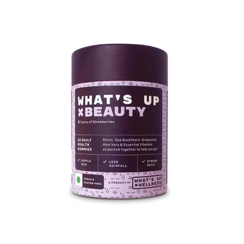 What's Up Wellness Beauty Gummies With Biotin, Zinc, Folic Acid For Hair, Skin & Nails