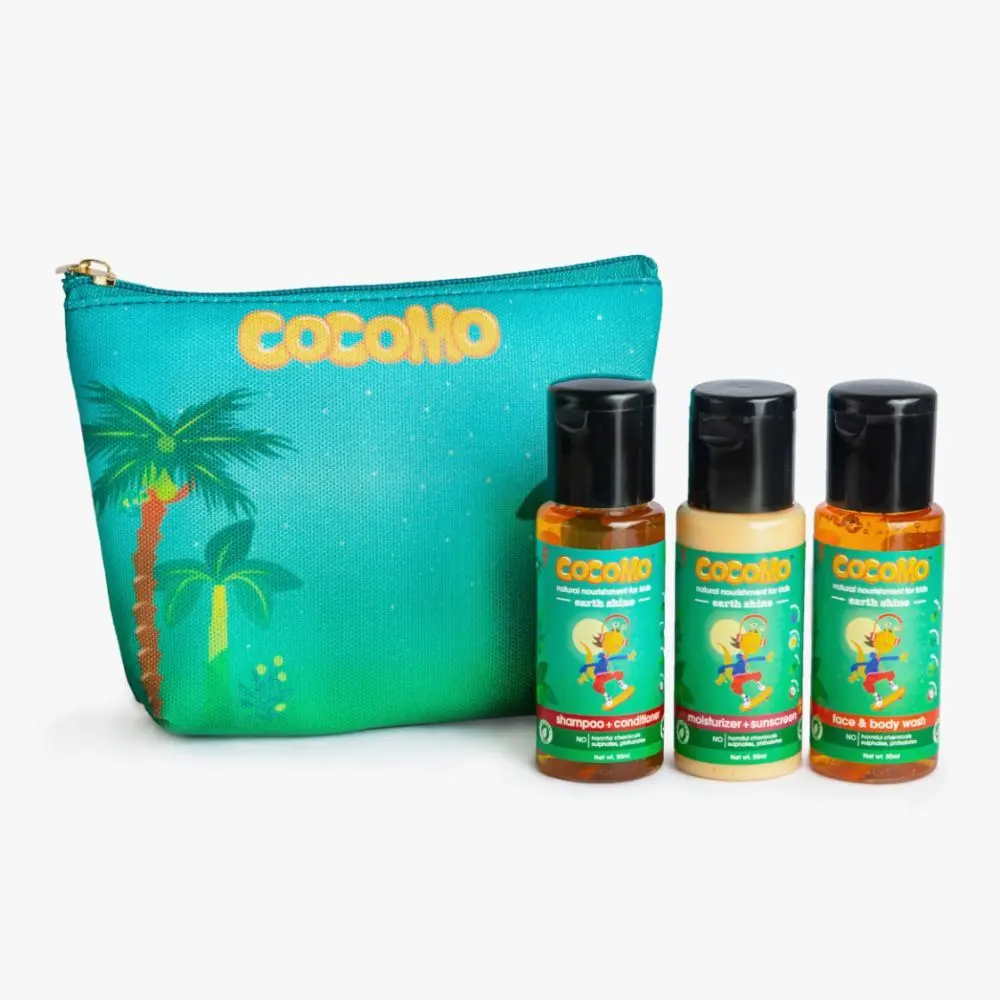 Cocomo Natural Gift/Combo/Travel Pack for Kids - Shampoo + Body Wash + Sunscreen - Paraben & Sulfate Free (Earth Shine 150 ml)