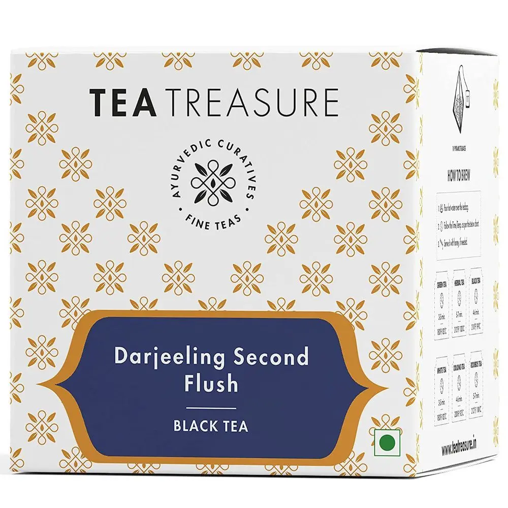 Tea Treasure Darjeeling Second Flush Tea - 10 Pyramid Tea Bags