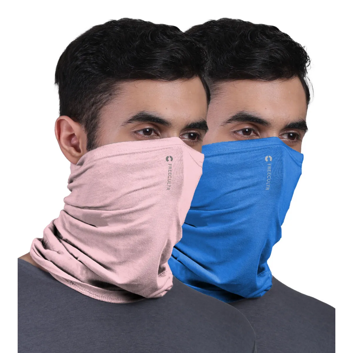 FREECULTR Unisex Plain Bamboo Bandana Anti Microbial Multipurpose Cloth Face Mask (pack Of 2)