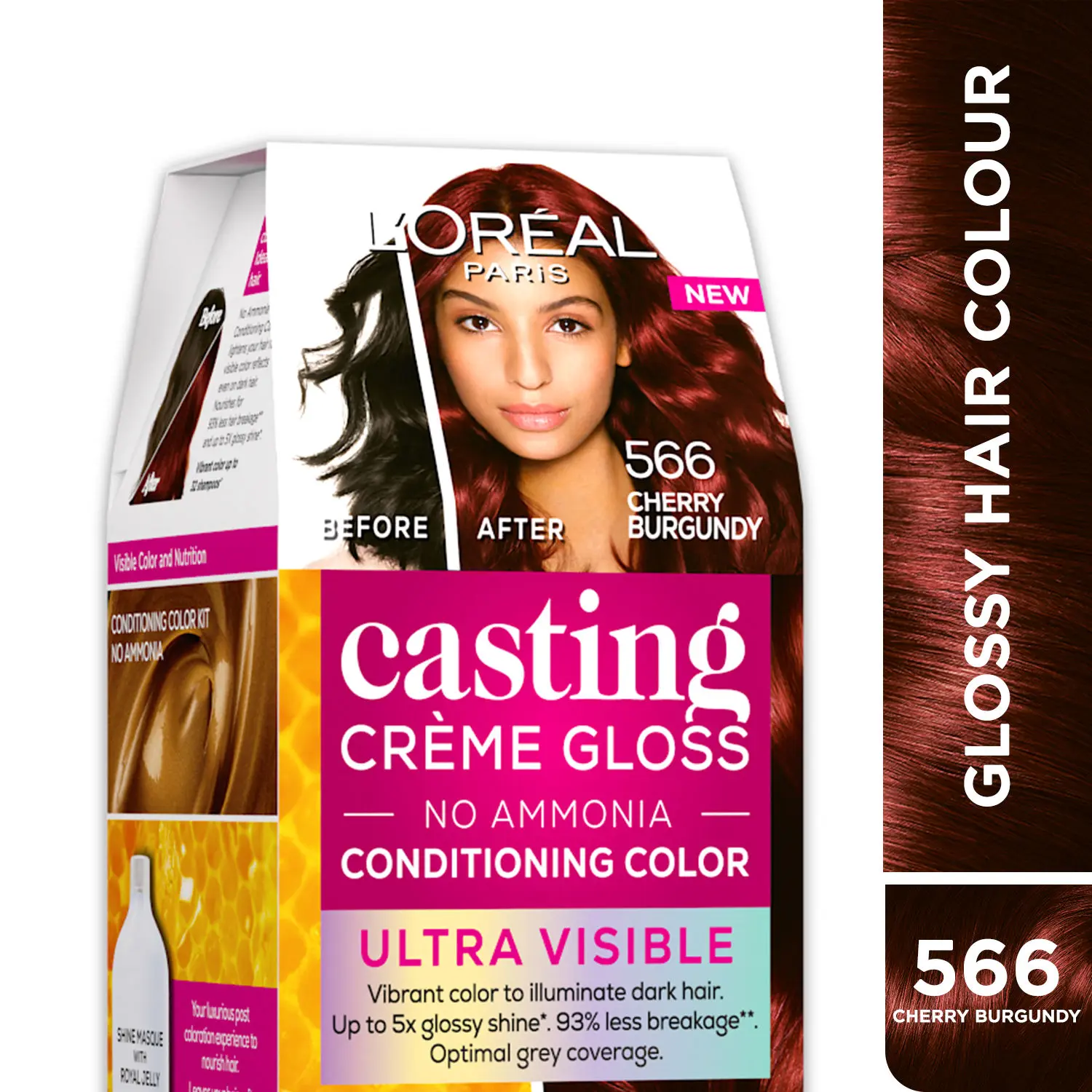 L'Oreal Paris Casting Creme Gloss Ultra Visible Conditioning Hair Color - 566 Cherry Burgundy, 160 g