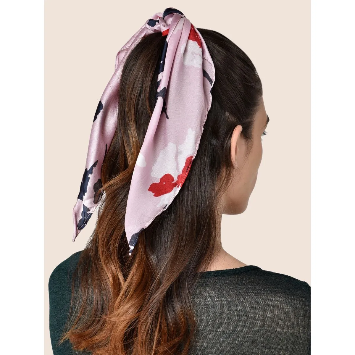 Toniq Pink Monet Satin Floral Printed Scrunchie Rubber Band For Women(osxxih85)