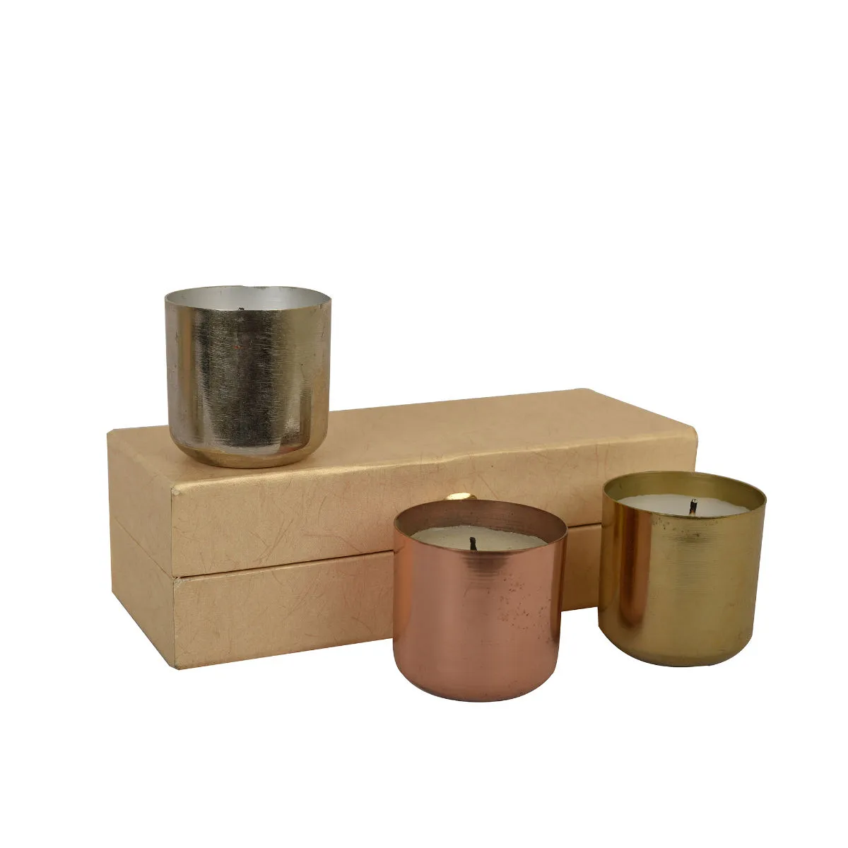 Manor House Roshni Metal Votives With Filled Flavoured Candles 2.5" (Set Of 3)