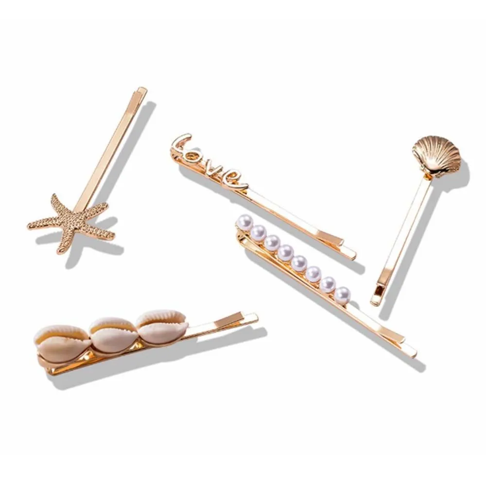 Ferosh Delano Golden Beach Love 5 Hair Pins Set