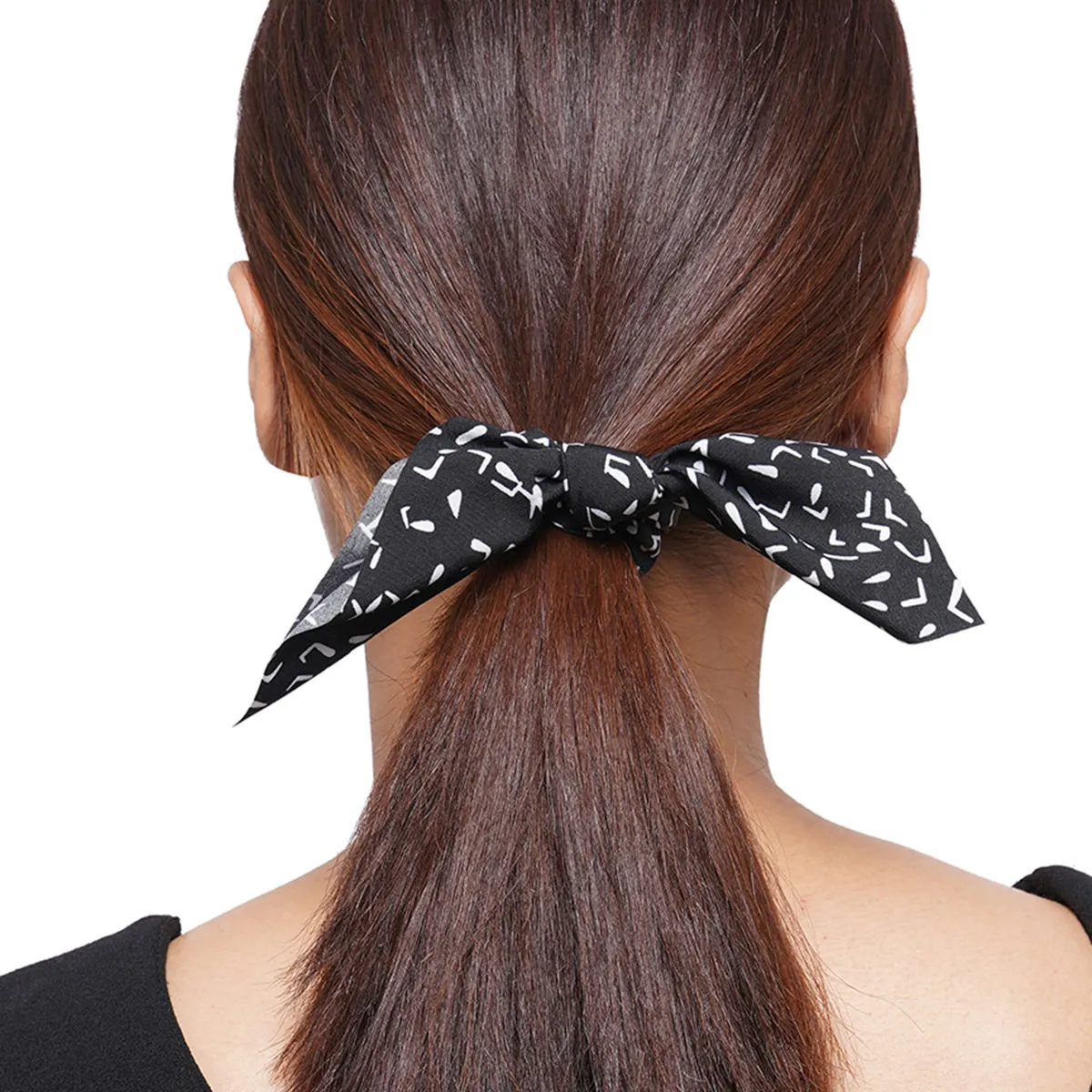 Toniq Monochrome Black & White Printed Hair Scrunchy (OSXXIH12 B)