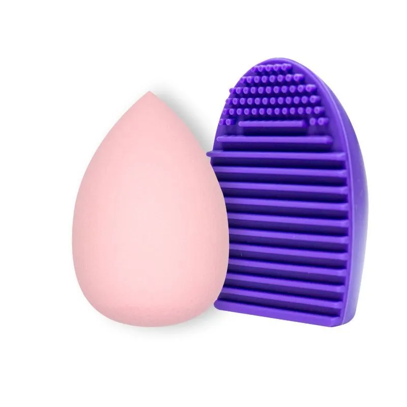 Beautiliss Beauty Blender Puff Sponge & Silicon Makeup Brush Cleaner Set (Color May Vary)