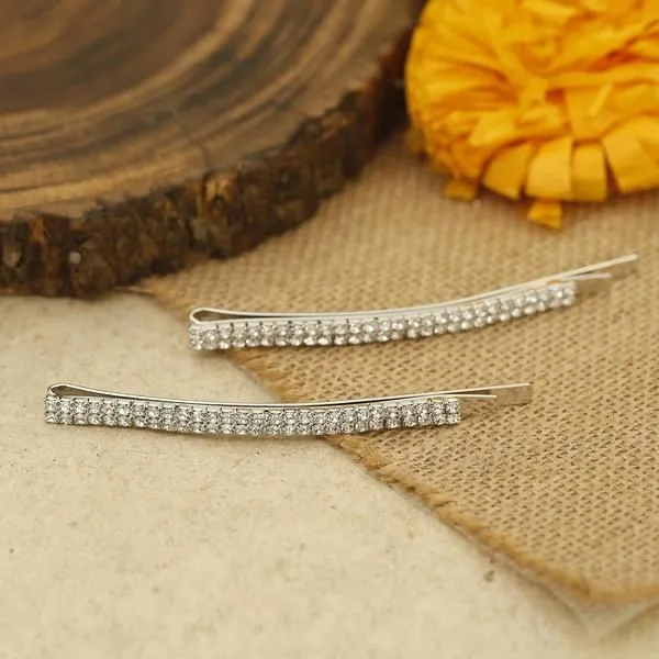 Bling Bag Silver Crystals Bobby Pin Set