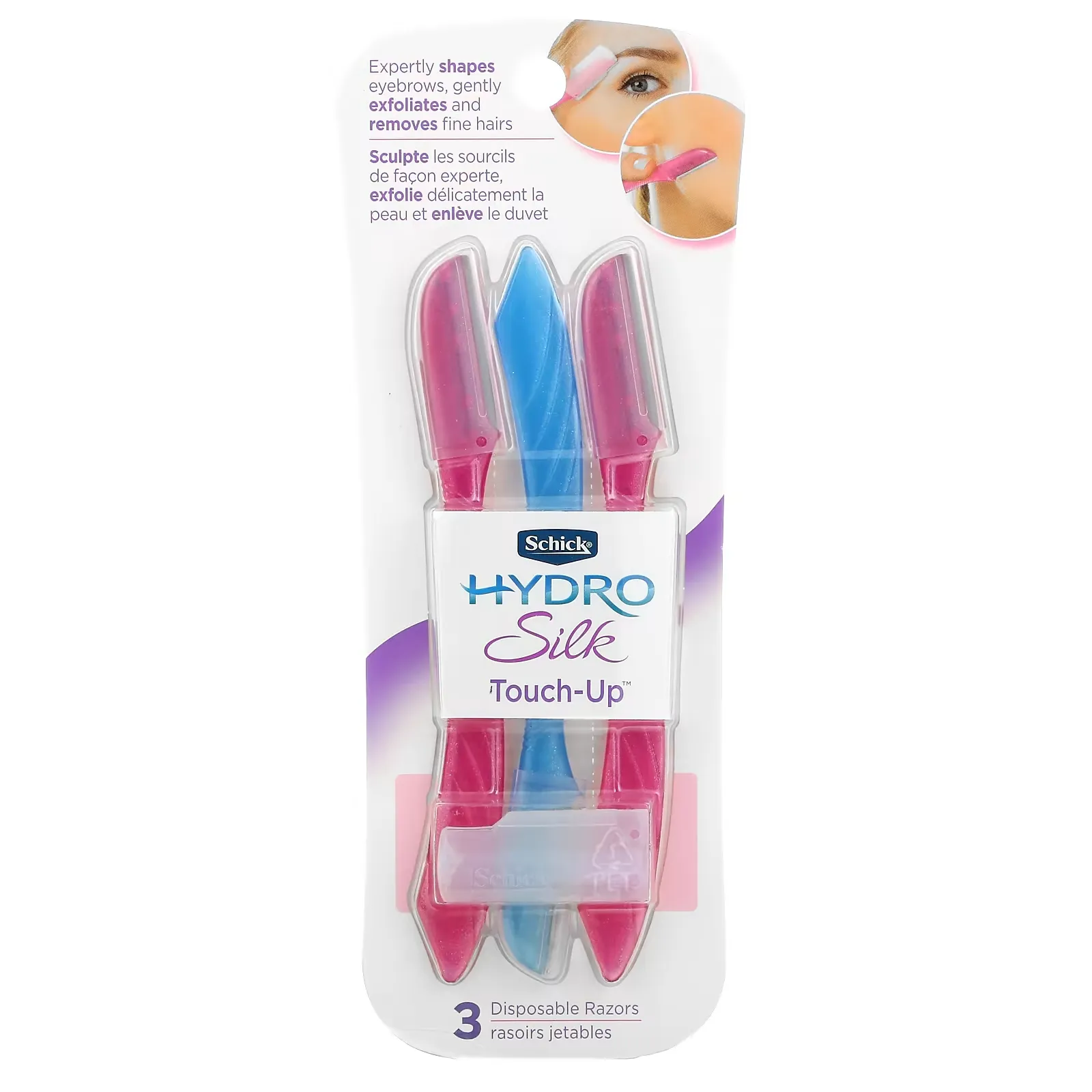 Hydro Silk Touch Up, Assorted Colors, 3 Disposable Razors