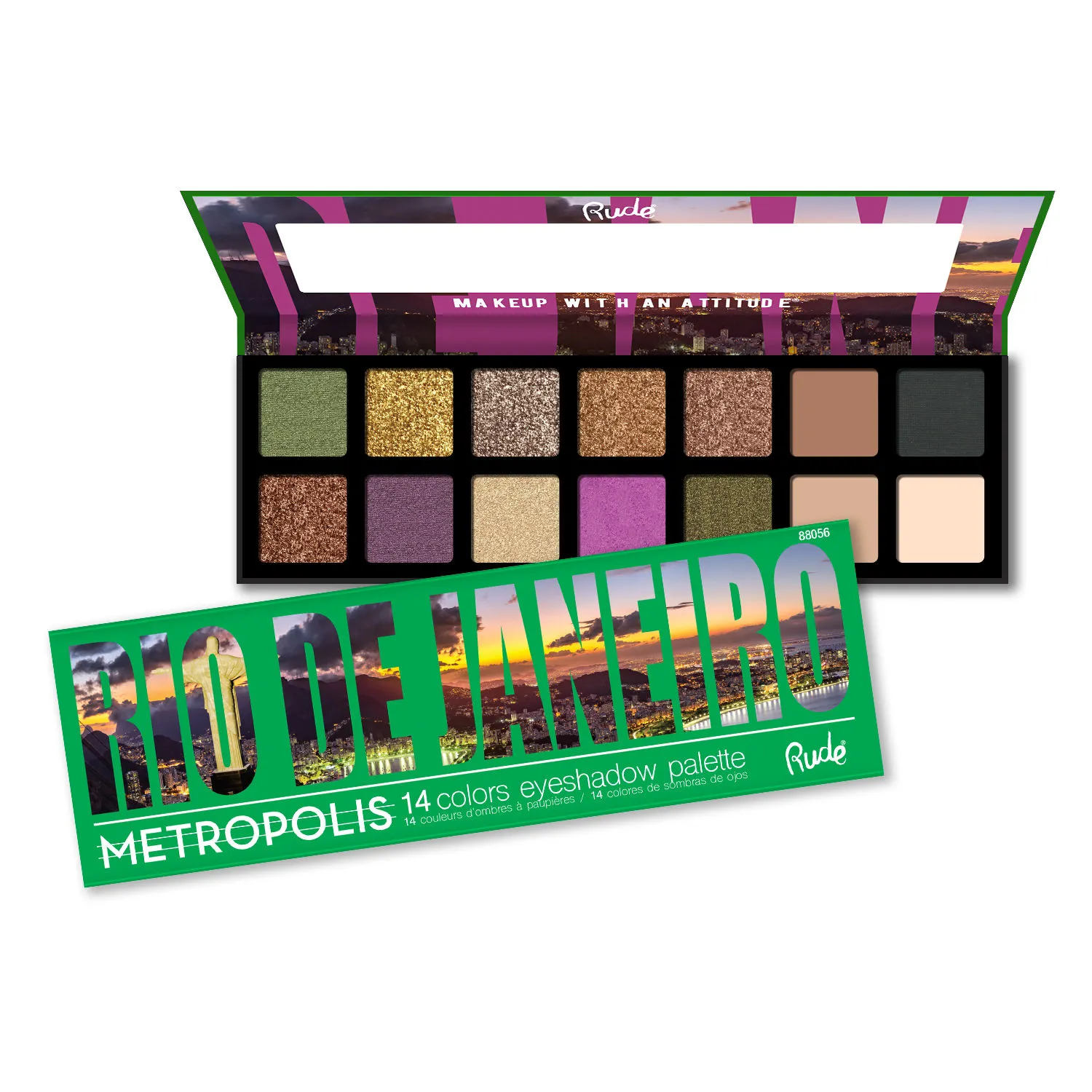 Rude Cosmetics Metropolis 14 Color Eyeshadow Palette - Rio De Janeiro