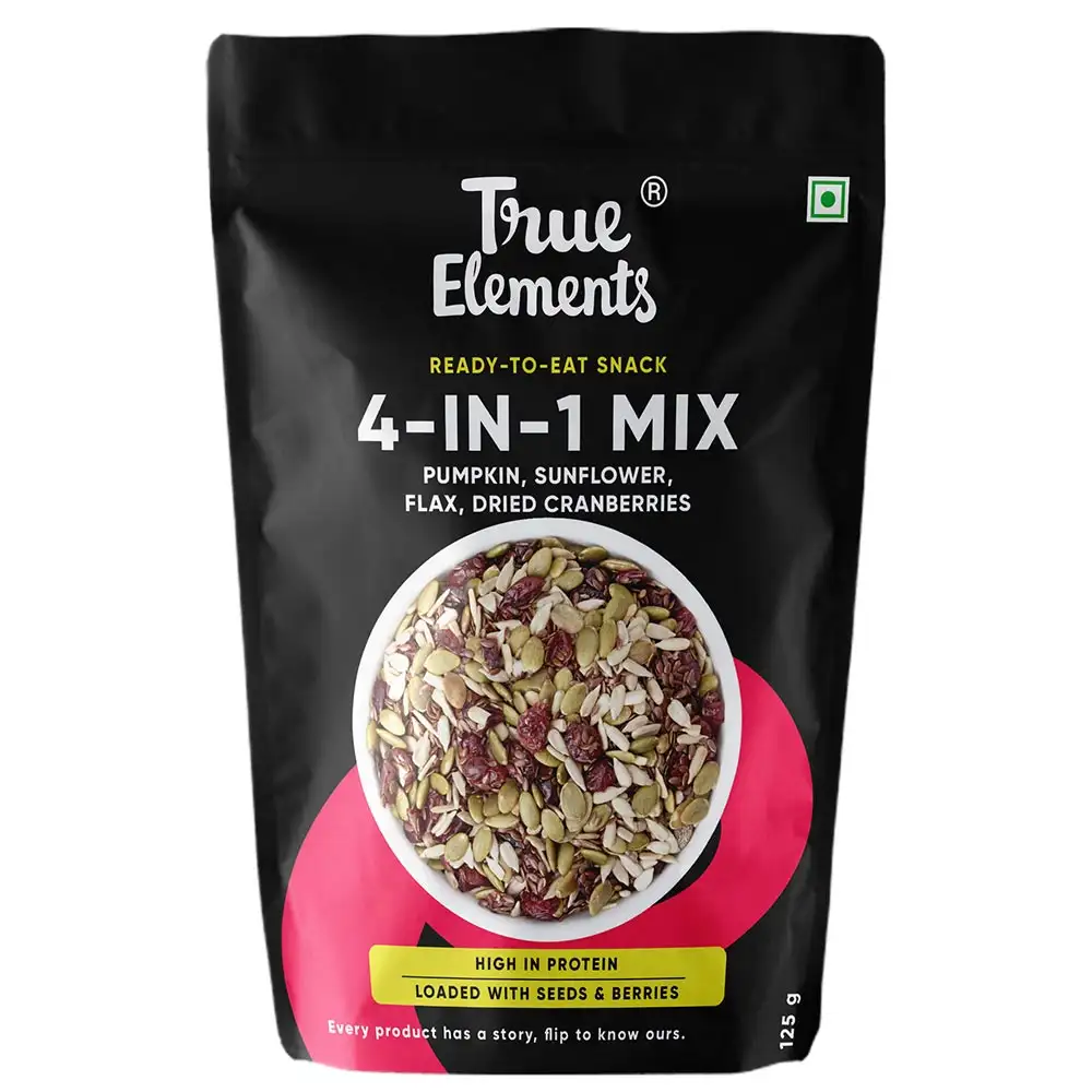 True Elements Roasted 4 in 1 Trail Mix Seeds,  Unflavoured  0.125 kg