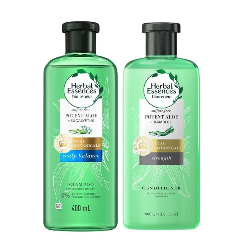 Herbal Essences Aloe & Eucalyptus Shampoo + Aloe & Bamboo Conditioner, No- Sulphates & Paraben