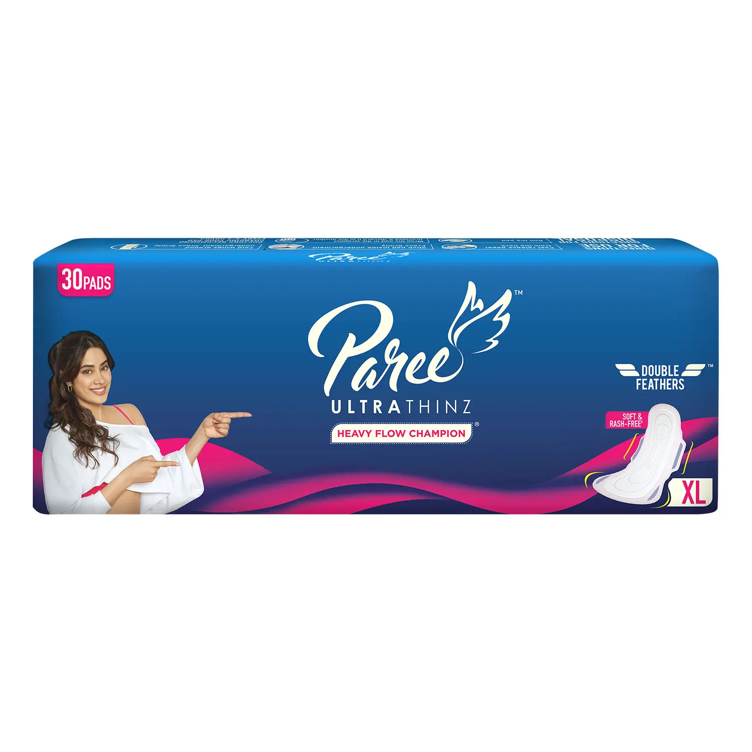 Paree Ultra Thinz Soft & Rash Free Sanitary Pads For Heavy Flow 30 Pads- XL (Tri-Fold)