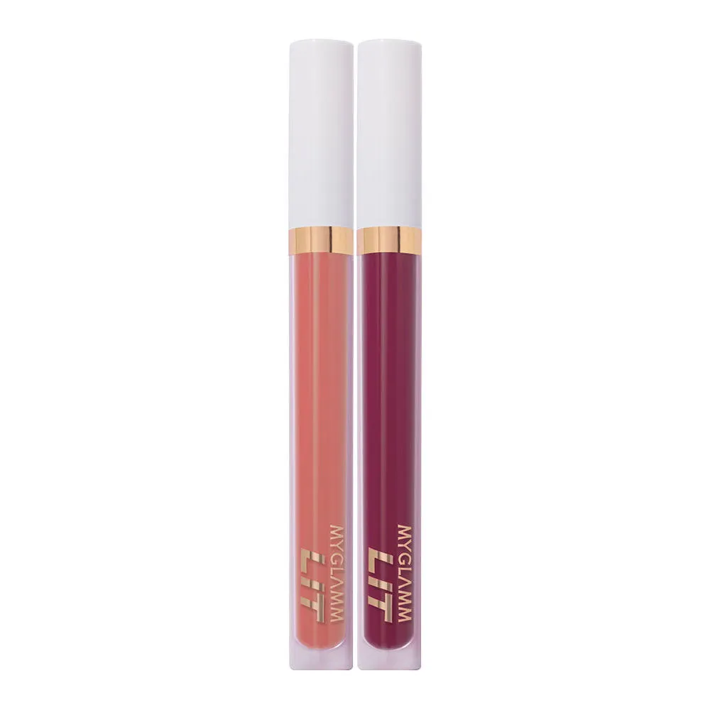 Myglamm Lit Liquid Matte Lipstick - Slow Fade & Pie Hunt Pack of 2