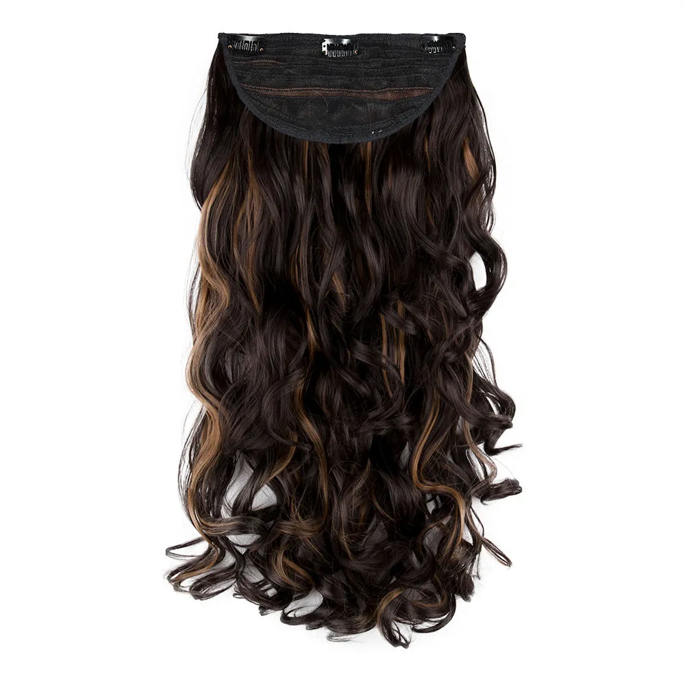 Streak Street Clip-in 24'' Soft Curls Dark Brown Hair Extensions With Golden Highlights