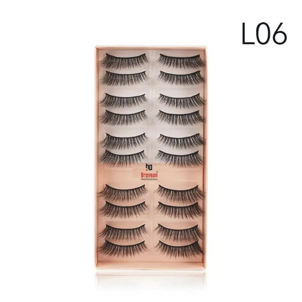 Eyelash set 3D false long and natural eye makeup 10 pairs No. L06