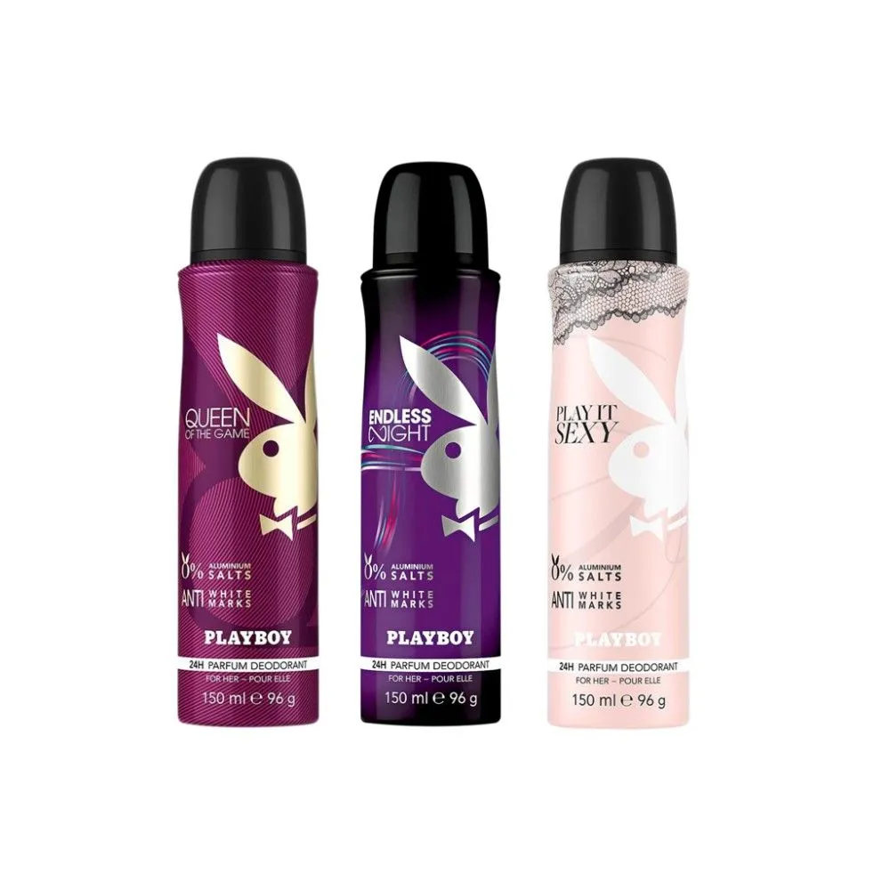 Playboy Endless Night + Queen + Play It Sexy Woman Deo Combo Set