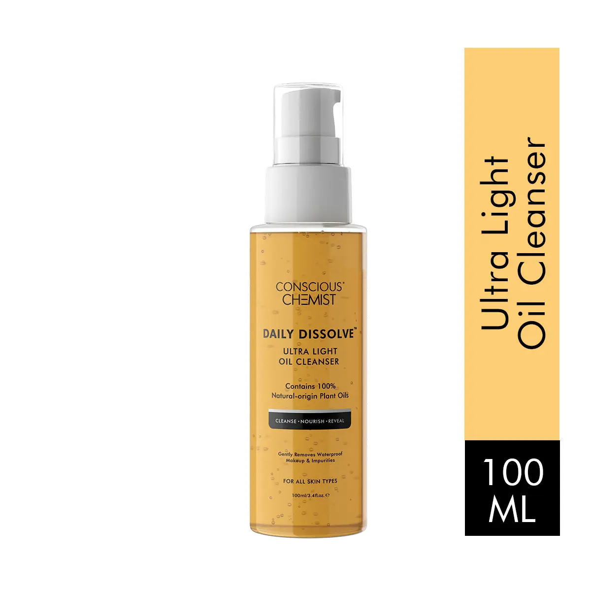 Conscious Chemist Ultra Light Oil To Foam Face Cleanser, Gently Removes Waterproof Makeup & Impurities