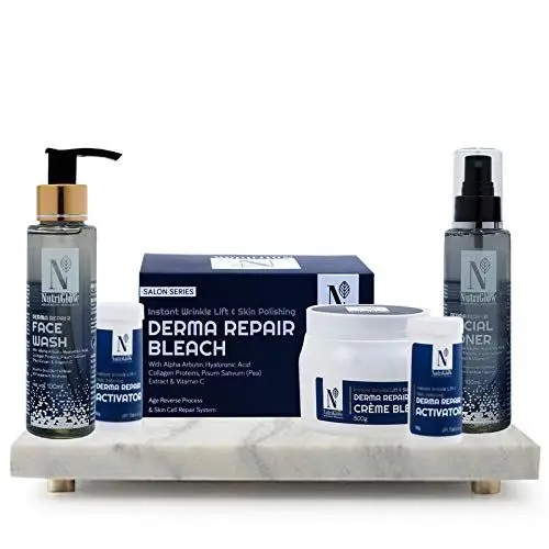 NutriGlow Advanced Organics Derma Repair Combo of 3: Bleach Cream (700gm)/ Face Wash (100ml) & Facial Toner (100ml)