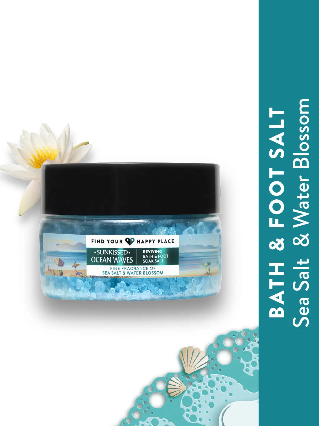 Find Your Happy Place - Sunkissed Ocean Waves Bath & Foot Soak Salt Sea Salt & Water Blossom 250g