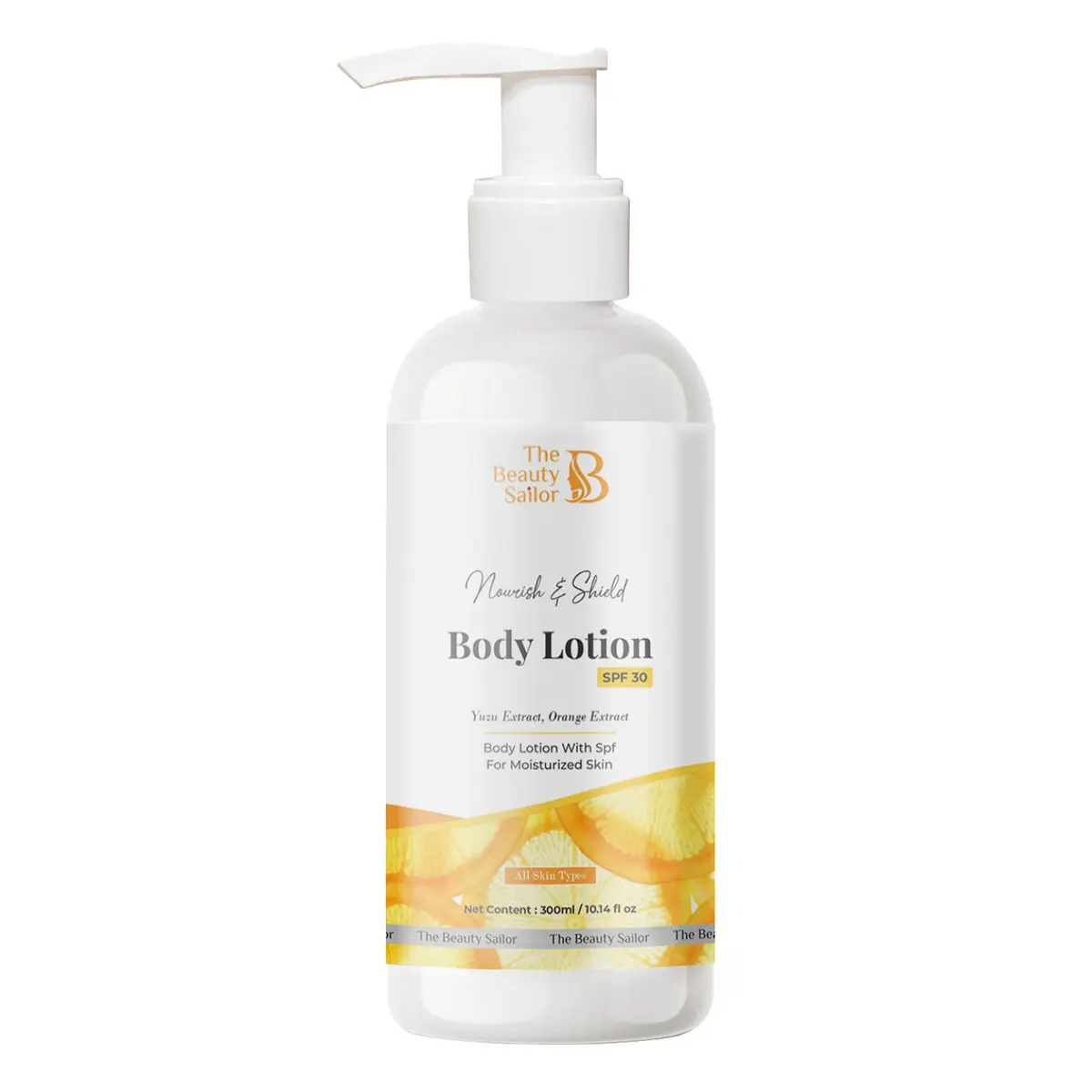 The Beauty Sailor- Nourish & Shield Body Lotion|yuzu and orange extracts|moisturizes and protects|all skin types|suitable for men and women|300ml