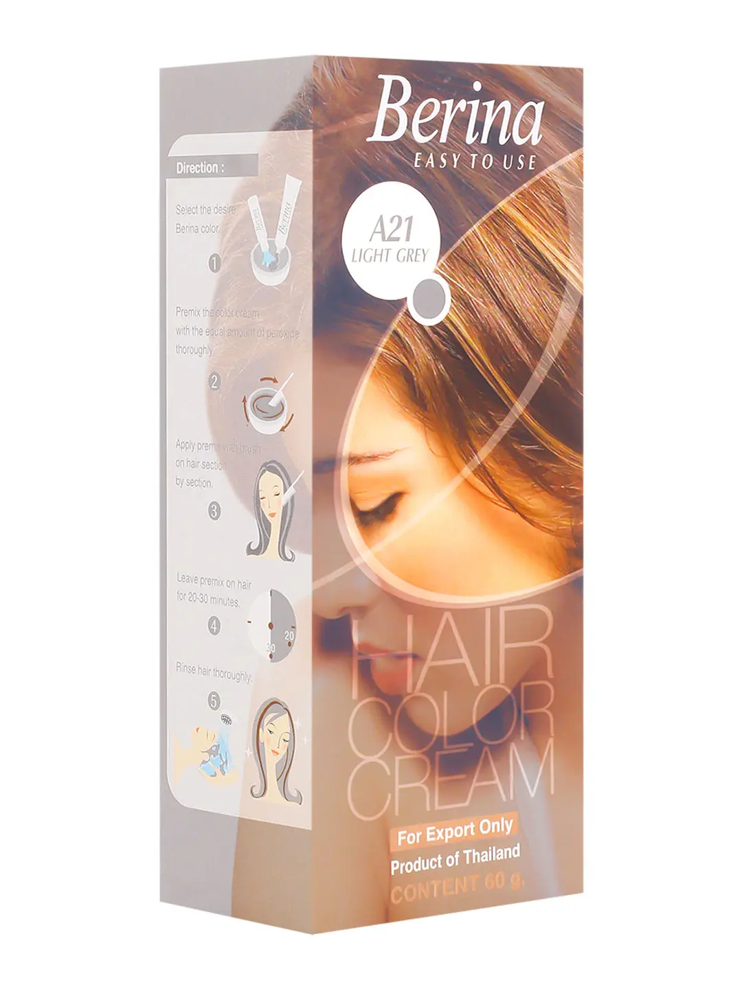 Berina A21 Light Grey Hair Color Cream 60gm