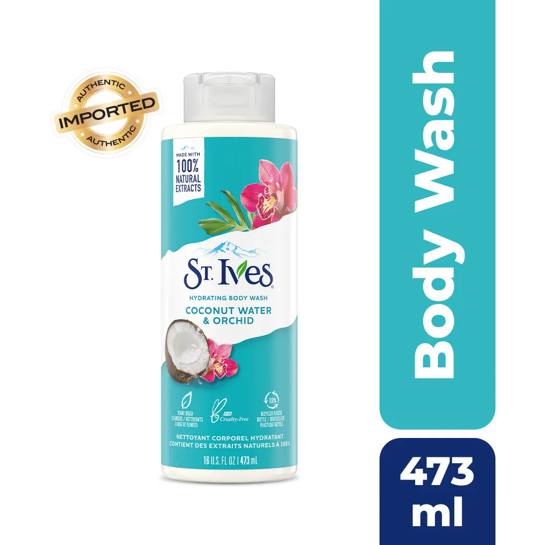 St. Ives Hydrating Body Wash/ Shower gel for women with Moisturizing extracts of Coconut Water & Orchid |100% Natural Extracts | Cruelty Free | Paraben Free |473ml